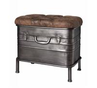 Banc & Coffre De Rangement Cervin - Paris Prix - Vintage - Acier & Tissu - Anthracite & Marron