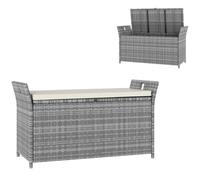 Outsunny Coffre de Rangement extérieur en résine tressée, Banc de Rangement 250L avec Coussin Amovible, pour Jardin, Balcon, Patio, 125 x 55 x 70 cm, crème et Gris