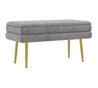 Banc coffre de rangement HOMCOM 2 en 1 assise aspect velours et pieds acier - 79,5L x 37,5l x 43H cm gris et doré