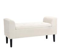 HOMCOM Banc Coffre Rangement capitonné Banquette avec accoudoirs, Banc de Rangement pour la Chambre à Coucher, entrée, Salon, Charge 130 Kg 116 x 44 x 58 cm Beige
