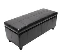 Banc coffre de rangement Kriens, cuir + simili cuir, 112x45x45cm - noir