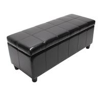 Banc Coffre De Rangement Kriens, Cuir + Simili Cuir, 112x45x45cm Noir Multicolore