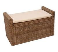 Mendler Banc Coffre de Rangement M92 en rotin avec Coussin 88cm - Gris cubu
