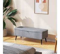 HomCom - Banc coffre de rangement en tissu, pieds en acier noir, 101 x 38,5 x 44,5 cm, gris