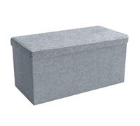 Banc coffre de rangement pliable 78x38x38 cm gris Alaska - pouf tissu aspect lin avec couvercle, repose-pieds tabouret