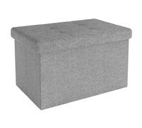 Banc coffre de rangement pliable gris pierre 49 x 30 x 30 cm - pouf cube en tissu, couvercle, assise et repose-pieds