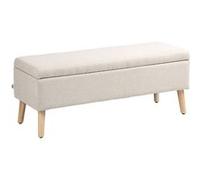 HOMCOM Banc Coffre Rangement rembourré Banquette Banc de lit Aspect Lin pour la Chambre à Coucher, entrée, Salon, Charge 220 Kg, 110 x 39 x 45 cm, Beige