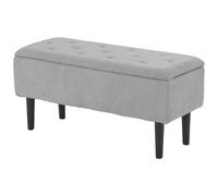Banc Coffre De Rangement Surface Effet Cachemire Pieds Bois Gris