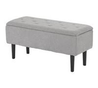 Banc coffre de rangement surface effet cachemire pieds bois gris Gris G