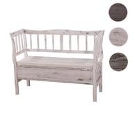 Banc coffre de rangement - T207 - Gris-brun - Bois massif - Style shabby
