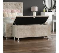 Vida Designs Valencia Ottoman, Couvercle en Tissu, siège, Tabouret, Banc, fenêtre, Coffre, Coffre de Rangement pour Jouets, Pouf, Repose-Pieds, Velours Champagne