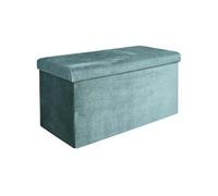 Home Deco Factory – Banc coffre pliable Giulia – Velours côtelé, rangement 76x38x38 cm Bleu