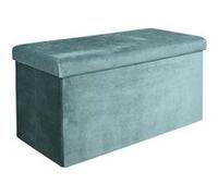 Banc coffre de rangement velours côtelé Giullia bleu cadet Bleu cadet G