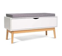 IDMARKET Banc coffre d'entrée chaussures LEO bois blanc