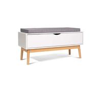 IDMARKET Banc coffre d'entrée chaussures LEO bois blanc