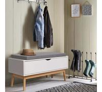 Banc Coffre D'entrée Chaussures Leo Bois Blanc Blanc