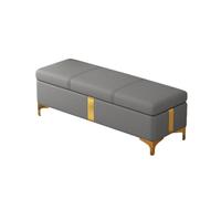 Banc Coffre en Cuir PU Bout De Lit avec Rangement Titanium Alloy Stool Legs Banquette Capitonnée Meuble pour Chambre À Coucher Entrée Salon Salle À Manger Couloir(Medium Gray,70x40x45cm)