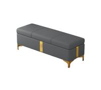 Banc Coffre en Cuir PU Bout De Lit avec Rangement Titanium Alloy Stool Legs Banquette Capitonnée Meuble pour Chambre À Coucher Entrée Salon Salle À Manger Couloir(Dark Gray,120x40x45cm)