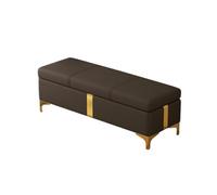 Banc Coffre en Cuir PU Bout De Lit avec Rangement Titanium Alloy Stool Legs Banquette Capitonnée Meuble pour Chambre À Coucher Entrée Salon Salle À Manger Couloir(Dark Brown,110x40x45cm)