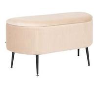 Atmosphera - Banc Coffre Velours solaro Beige 100x40cm