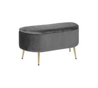 Atmosphera - Banc Coffre Velours solaro Gris 100x40cm
