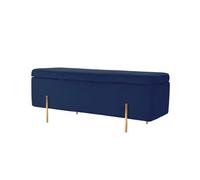 Banc coffre en velours HERVE - Bleu nuit