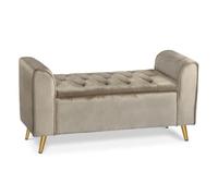 Banc Coffre En Velours ""turner"" 114cm Taupe - Paris Prix