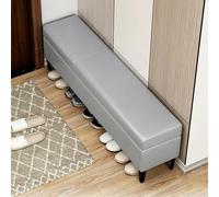 Banc Coffre étroit en Similicuir, Banc rembourré Moderne Extra Long pour Chambre, adapté à la Chambre, à l’entrée et au Salon(Light Gray,90x30x43cm)
