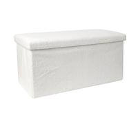 Home Deco Factory – Banc coffre pliable Bouclette – 76 x 38 x 38 cm – Hauteur assise 38 cm – Blanc