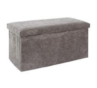 Home Deco Factory - Banc coffre pliable Scott - Côtelé - Gris - 76 x 38 x 38 cm