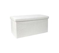 Home Deco Factory – Banc coffre pliable Bouclette – 76 x 38 x 38 cm – Hauteur assise 38 cm – Blanc