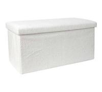 Home Deco Factory – Banc coffre pliable Bouclette – 76 x 38 x 38 cm – Hauteur assise 38 cm – Blanc