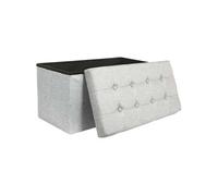 HOME DECO FACTORY - HD6323 Coffre Banc Pliable Tissu - Conçu pour Salon ou Chambre - Espace de Rangement - Toucher Doux - Dimensions 76 x 38 x 38 cm - Couleur Gris Clair