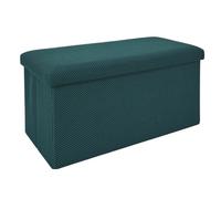 Banc coffre pliable en tissu texturé maille 3D bleu - ELECTRON -