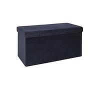 The Home Deco Factory - Banc coffre pliable en velours Rétro bleu nuit Bleu nuit G