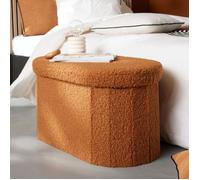 Banc coffre pliable ovale Bouclette ""Teddy Moka"" La Factory - Teddy Moka Ambre