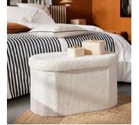 Banc coffre pliable ovale Bouclette ""Teddy Moka"" La Factory - Teddy Moka Craie
