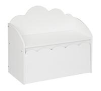 Banc coffre pour enfant en bois coloris blanc - Longueur 60 x Profondeur 53,4 x Hauteur 30 cm