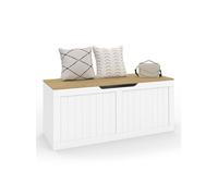 IDMarket - Banc Coffre Rangement 100 cm Leon Bois et Blanc