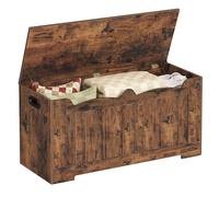 Banc coffre rangement brun vintage tabouret coffre en panneau particules 40 x 100 x 48 cm boîte stockage bois pour salon