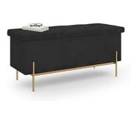 IDMarket - Banc Coffre Rangement Louis avec Pieds métal doré 100 cm Velours Noir