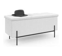 IDMarket - Banc Coffre Rangement Louis Pieds métal Noir 100 cm Tissu Bouclette Blanc