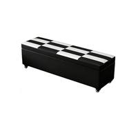 Banc Coffre Rangement Matière Cuir Banc D'Entrée Jusqu'à Coffre A Jouet Banquette Lit Coffre De Rangement Plaid Repose Pied Convient À Une Variété De Situations(Black and White,47x17.7x15.7in)