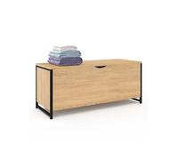 IDMarket - Banc coffre sur pied Detroit 100 cm - Design industriel bois et noir