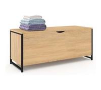 IDMarket - Banc coffre sur pied Detroit 100 cm - Design industriel bois et noir