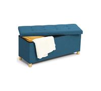 IDMarket - Banc Coffre Rangement sur Pied 100 cm Tissu Bleu Canard