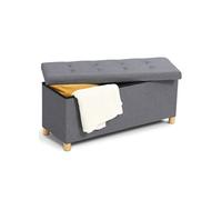 IDMarket - Banc Coffre Rangement sur Pied 100 cm Tissu Gris Anthracite