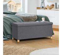IDMarket - Banc Coffre Rangement sur Pied 100 cm Tissu Gris Anthracite