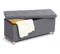 IDMarket - Banc Coffre Rangement sur Pied 100 cm Tissu Gris Anthracite