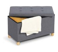IDMarket - Banc Coffre Rangement sur Pied 76 cm Tissu Gris Anthracite